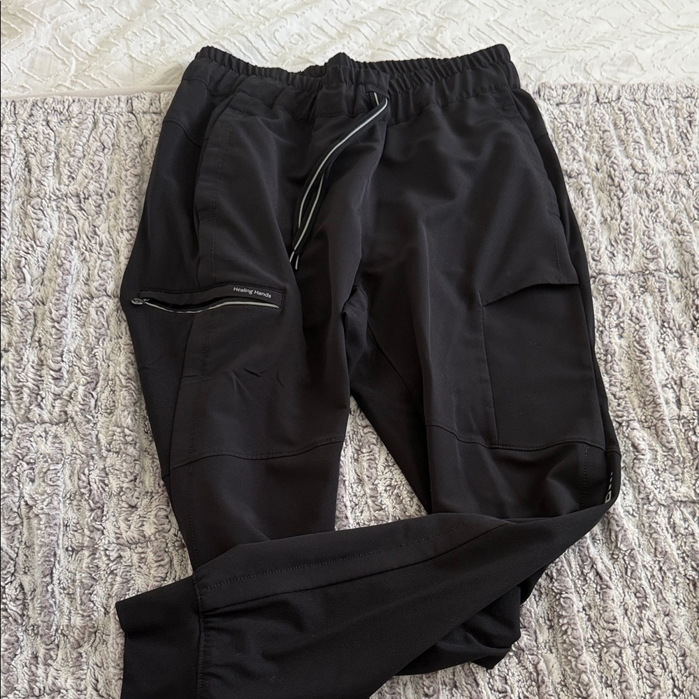 HEALING HANDS JOGGER SCRUB SIZE MEDIUM BLACK WORN ONCE DIDNT FIT ME